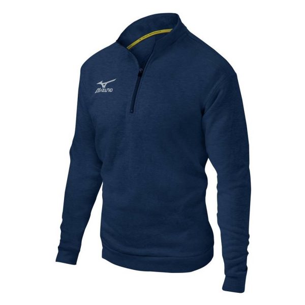 Navy Mizuno 1/2 Zip Fleece Men's Pullover | 16702-IJKD