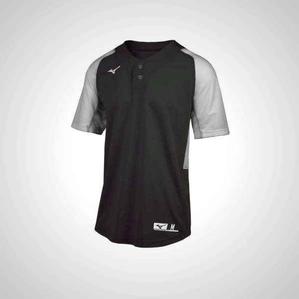 Black/Grey Mizuno Aerolite 2-Button Baseball Jersey for Men | 92701-YUKO