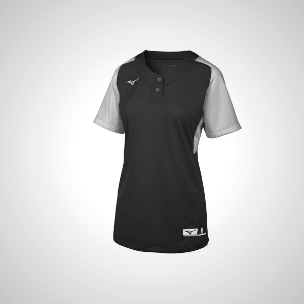 Black/Grey Mizuno Aerolite 2-Button Softball Women's Jersey | 54296-UPXN
