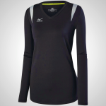 Black/Silver Mizuno Balboa 5.0 Long Sleeve Volleyball Jersey for Women | 43762-KLJN