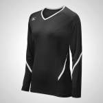 Black/White Mizuno Techno Generation Long Sleeve Volleyball Jersey for Women | 69452-DHMW