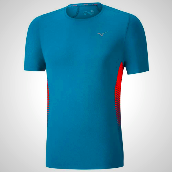 Mizuno AERO 4.0 Running T-Shirt for Men - Blue/Pink | 16478-ZJLM