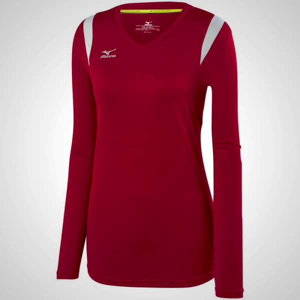 Mizuno Women's Burgundy/Silver Balboa 5.0 Long Sleeve Volleyball Jersey | 97042-NQEB
