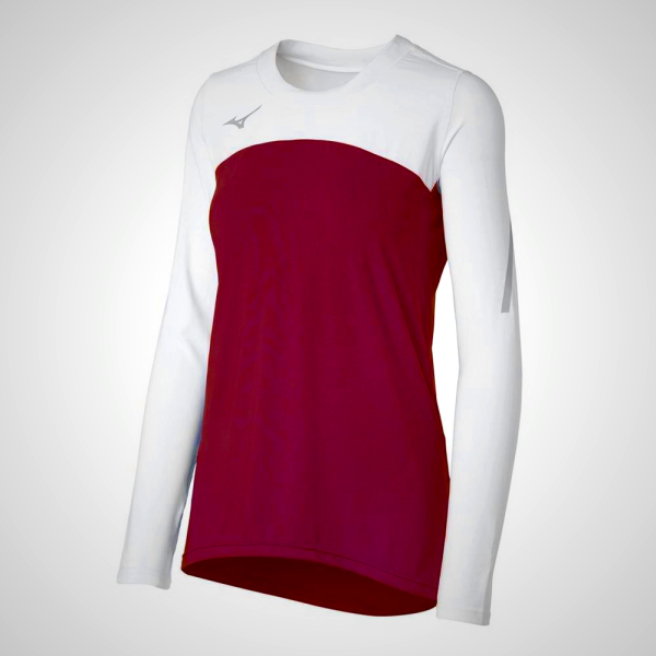 Burgundy/White Mizuno Techno VII Long Sleeve Volleyball Jersey for Women | 61520-QJDS