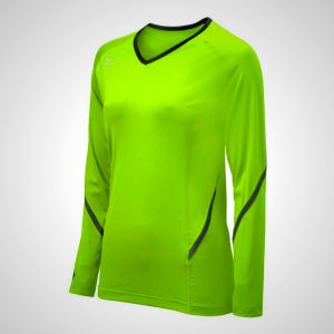 Mizuno Women's Green/Black Techno Generation Long Sleeve Volleyball Jersey 02983-VRZT