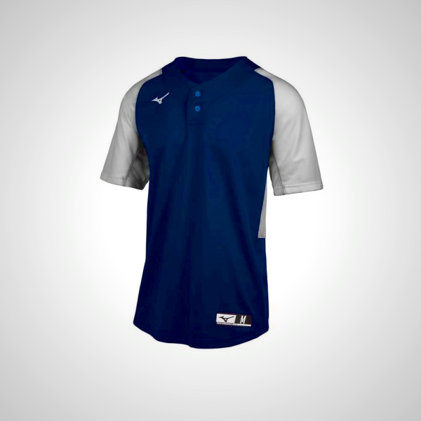 Mizuno Aerolite 2-Button Baseball Jersey Navy/Grey 08326-YMKW