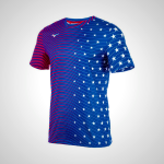 Navy Mizuno Printable Short Sleeve Running T-Shirt for Men | 23409-ZAHX