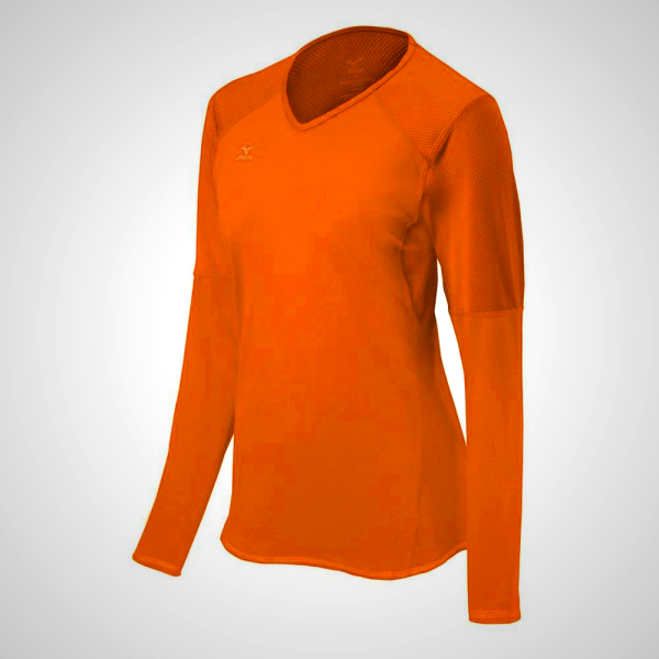 Orange Mizuno Techno VI Long Sleeve Volleyball Jersey for Women | 83456-CNFS