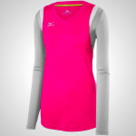 Pink/Silver Mizuno Balboa 5.0 Long Sleeve Volleyball Jersey for Women | 61048-BMVT