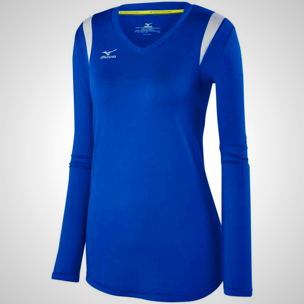 Mizuno Women's Royal Silver Balboa 5.0 Long Sleeve Volleyball Jersey 35019-CAGL