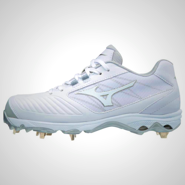 White Mizuno 9-Spike Advanced Sweep 4 Low Metal Softball Cleats | 76954-ZRBD