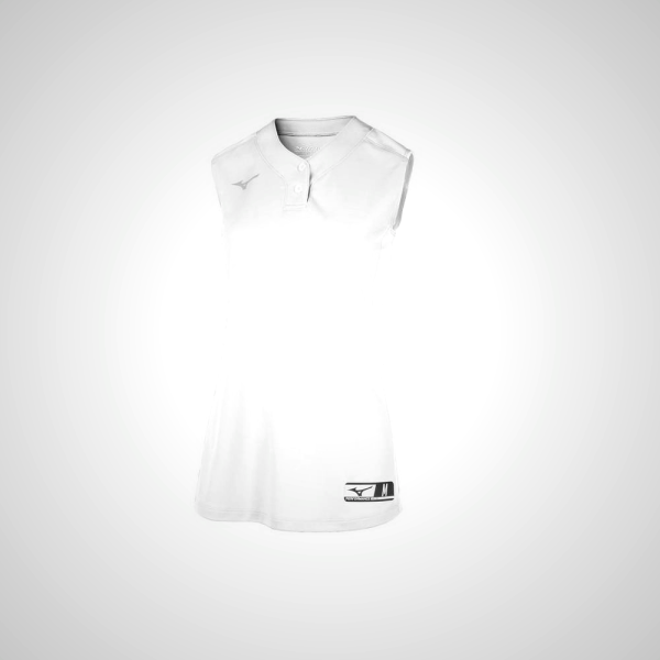 White Mizuno Aerolite 2-Button Sleeveless Softball Jersey for Women | 56103-PAHG