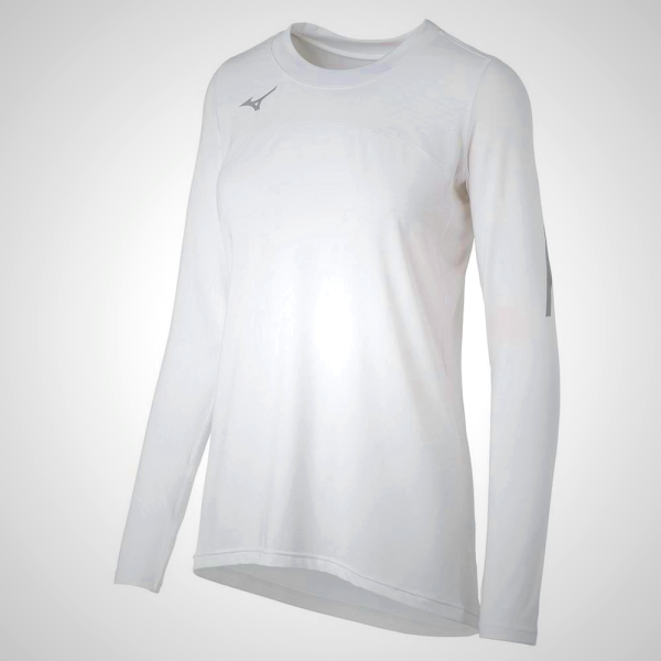 White Mizuno Techno VII Long Sleeve Volleyball Jersey for Women | 13529-OGXV