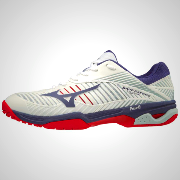 White Mizuno Wave Exceed Tour 3 AC Men's Tennis Shoes | 78195-PREB