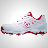 Mizuno 9-Spike Advanced Sweep 4 Low Metal Softball Cleats White/Red | 82193-ITBV