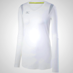 Mizuno Balboa 5.0 Long Sleeve Volleyball Jersey for Women - White/Silver