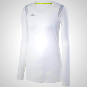 Mizuno Balboa 5.0 Long Sleeve Volleyball Jersey for Women - White/Silver
