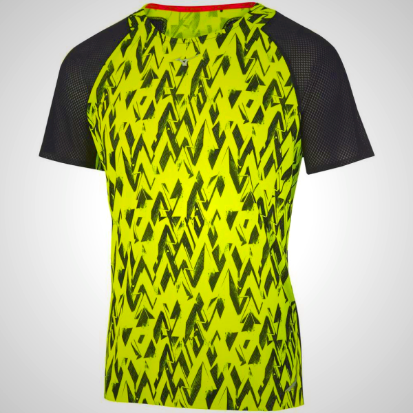 Mizuno Aero Running Men's T-Shirt Yellow/Black | 91635-UMST