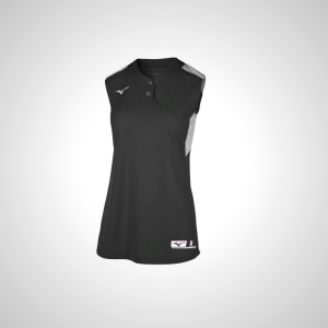Mizuno Aerolite 2-Button Sleeveless Softball Jersey for Women - Black/Grey