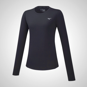 Black Mizuno Impulse Core LS Running Women's T-Shirt | 15482-NCEG