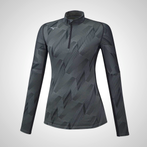 Black Mizuno Jacquard Graphic HZ Running Top for Women | 75914-KTOJ