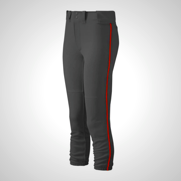 Black/Red Mizuno Belted Piped Softball Women's Pants 92051-RLQN