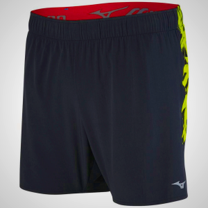 Black/Yellow Mizuno Alpha 5.5" Running Shorts for Men | 07164-RJNP