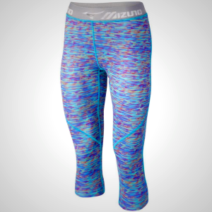 Blue Turquoise Mizuno Impulse Printed ¾ Women's Running Tights | 12054-STYD