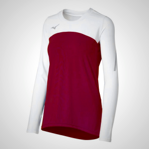 Burgundy/White Mizuno Techno VII Long Sleeve Volleyball Jersey for Women | 61520-QJDS