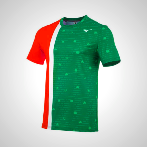 Green Mizuno Printable Short Sleeve Running Men's T-Shirt | 43519-OKNY