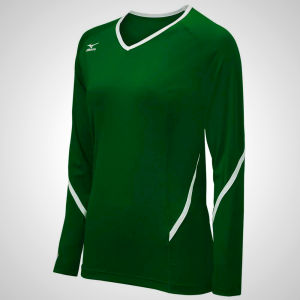 Mizuno Women's Green/White Techno Generation Long Sleeve Volleyball Jersey 82549-KFRM