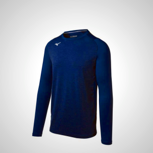 Navy Mizuno Alpha Stretch Sleeve Men's T-Shirt | 30957-XDCK