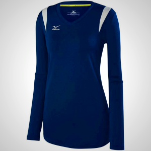 Navy/Silver Mizuno Balboa 5.0 Long Sleeve Volleyball Jersey for Women | 76902-SKZW
