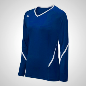 Navy/White Mizuno Techno Generation Long Sleeve Volleyball Jersey for Women | 12079-BFZP