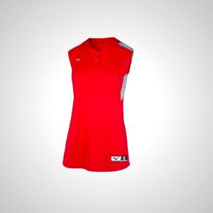 Mizuno Aerolite 2-Button Sleeveless Softball Jersey Red/Grey 31248-MNQD