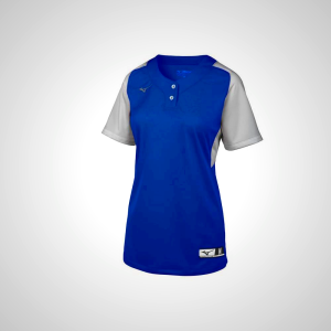 Mizuno Aerolite 2-Button Softball Jersey for Women | Royal Grey 48962-BEGU