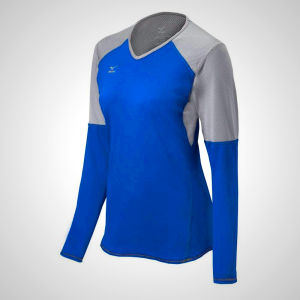 Mizuno Women's Royal/Silver Techno VI Long Sleeve Volleyball Jersey 96742-WDTA