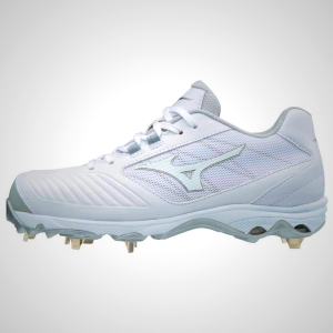 White Mizuno 9-Spike Advanced Sweep 4 Low Metal Softball Cleats | 76954-ZRBD
